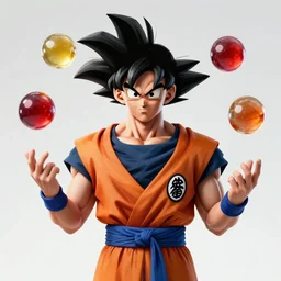 a portrait of Goku juggling the Dragon Balls, photorealistic, award winning photo, sharp, high resolution