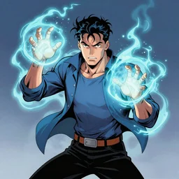 a powerful psychic guy emitting psychic powers, in the style of archie comics (1963), artstation, HQ scan, ufotable studio art style