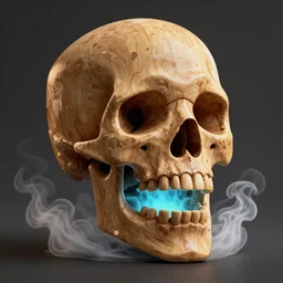3D epic wooden skull emits deadly gas, artstation, blender, 16: 9