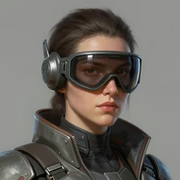 character portrait of a woman with a realistically proportioned face wearing a cyberpunk visor and armor, realistic face details, smooth, highly detailed portrait, digital painting, concept art, cgi, 3 d animation, painted texture maps, sharp focus, illustration, in the style of studio fortiche