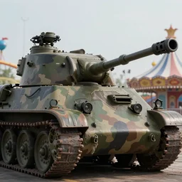 portrait of wwii tank with amusement park camouflage paint, hyperdetailed texture, beautiful octane lighting, trending on artstationhq, digital art