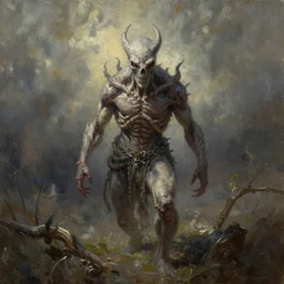 hellspawn, oil painting on canvas, soft lighting