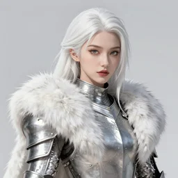 fur - lined armor!!! beautiful and elegant white haired female!! gorgeous ayes!! character concept art, sharp focus, octane render! unreal engine 5! highly rendered!! trending on artstation!! detailed linework!! illustration by artgerm, wlop, krenz cushart and chie yoshii