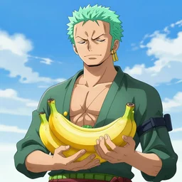 roronoa zoro holding bananas, photo realistic portrait, 4 k