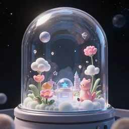 imagine an incredibly magical place where all your dreams come true sealed in a a cryochamber in space with a glass dome in the style of artstation, cinematic lighting, clean and pristine design, highly detailed, cgsociety, raytracing, unreal engine 5, octane render, 8 k hd