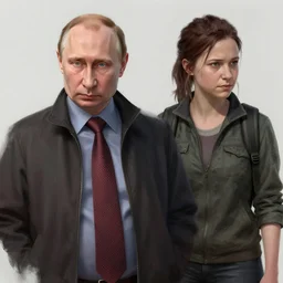 portrait of vladimir putin and greta thunberg in the last of us, video game concept art by greg rutkowski
