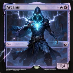 arcanis the omnipotent, glowing hooded sorcerer wizard, lightning, mtg art, justin sweet