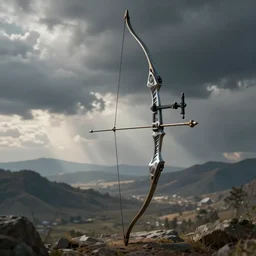 fantasy recurve longbow weapon made from whispy shadows, digital media, realistic