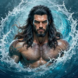 full body portrait of ian bohen as namor surrounded by a whirlpool of splashing water. detailed face, concept art, intricate, highly detailed 8 k, smooth, sharp focus, handsome and aesthetic shape of face and body, artgerm, artstation, art by zexi guo and nira and junpei suzuki and gharliera and rinotuna
