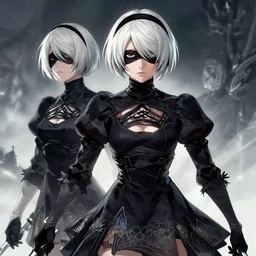 2 b from nier automata, character art, anime key visual, official media, illustrated by wlop, extremely detailed, 8 k, trending on artstation, cinematic lighting, beautiful