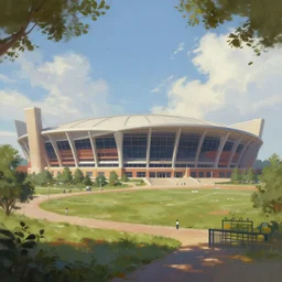 fantasy art painting of the outside view of Rupp arena