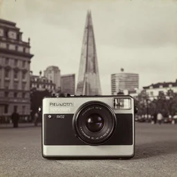 antique photograph of the London Shard taken on a polaroid camera, nostalgic