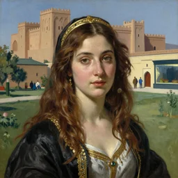 portrait of a beautiful woman in a moroccan castle by jean gerome, edward hopper and jenny saville and james jean, hyper detail, 8 k, high resolution, ultra detailed