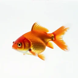 colorful goldfish, photorealistic wildlife photography, full body, isolated on a pure white background, centered, entire subject in frame, sharp focus, soft studio lighting