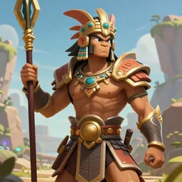A mayan warrior from League of Legends, in the style of  Z.W. Gu from trending on artstation, HD, Octane render, smooth, sharp focus, Anime style