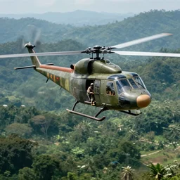 american helicopter flying over the jungles of vietnam 1 9 7 0 s, 8 k detail