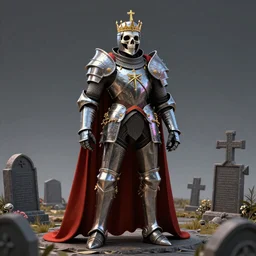 3d render of the death king knight on a graveyard, very coherent symmetrical artwork, cinematic, hyper realism, high detail, octane render, unreal engine, 8k, Vibrant colors, Smooth gradients, High contrast, trending on artstation