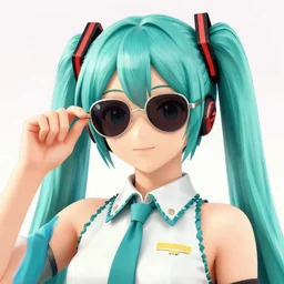 Hatsune Miku wearing sunglasses, GTA V cover art