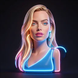 3 d neon art of margot robbie, hyper detailed, 3 d render, award winning