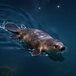 platypus swimming through the stars
