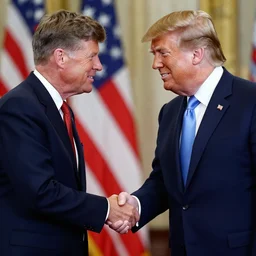 photo of john f. kennedy shaking hands with donald trump