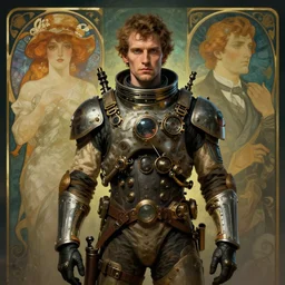 portrait of a vicotrian steampunk astronaut man in suit by darek zabrocki and greg ruthkowski, alphonse mucha, simon stalenhag and cinematic and atmospheric, concept art, artstation, trending on artstation
