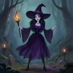 a pin up of cute and beautiful undead witch, disney style, fantasy art, art by artgerm