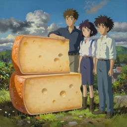 beautiful painting of gouda cheese by charlie bowater, ross tran, artgerm, and makoto shinkai