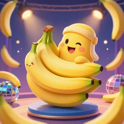 A two hugging bananas at the banana disco party, digital art, detailed, beautiful, artstation, behance, 4K