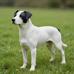 matte panting of dog in a field