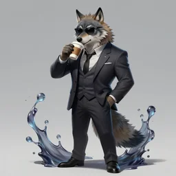 portrait of wolf in a suit and sunglasses, drinking coffee, league of legends splash art, hearthstone splash art, full body shot, rule of thirds, ultrafine hyperrealistic detailed face, artgerm, greg rutkowski, trending on artstation, 8 k, intricately detailed, highly detailed