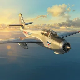 concept art of retro air craft flying over the sea in the style of studio ghibli, cinematic composition, microsoft flight simulator, top gun, golden hour