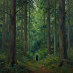 surreal painting from a forest
