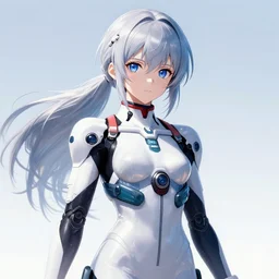 anime cyborg girl silver hair cool space suit, anime, ghost in the shell.