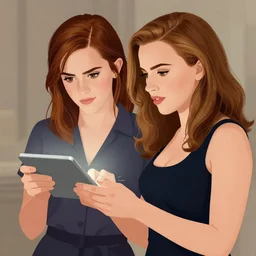 illustration a girl who is a mix of emma watson and scarlett johansson and nathalie portman, using a device to connect herself to a computer through an usb cable and a port in her arm, cables, it, very detailled, by david rutkowski