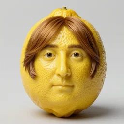 professional studio photograph of a lemon with a face that looks like john lennon, highly detailed, intricate
