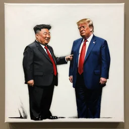 banksy trump made peace with kim jong un art on canvas