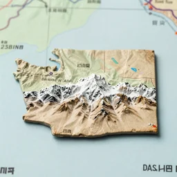 raised - relief map of washington state mountains, 3 5 mm, closeup