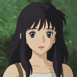 beautiful anime girl with long black hair and bangs, fine details portrait, bokeh. anime masterpiece by Studio Ghibli. illustration, sharp high-quality anime illustration in style of Ghibli, Ilya Kuvshinov, Artgerm