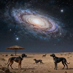 The Milky-way galaxy, Sirius A and Sirius B, Painting by the Dogon people of Mali