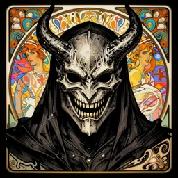 shadow warlock sauron mask portrait, intricate artwork by josan gonzalez, artgerm, edmund leighton, kilian eng, alphonse mucha, very coherent artwork, cinematic, psychedelic, vibrant, octane render, unreal engine, 8 k, high contrast, black ink outline