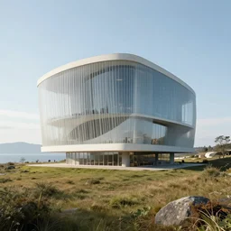a sci - fi building in a stunning landscape by alvar aalto