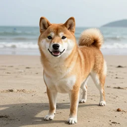 Shiba inu dog at the beach