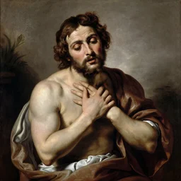 The pain of the fool, in the style of Caravaggio