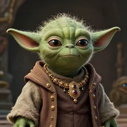 portrait of yoda wearing intricate hindu accessories clothes by greg rutkowski, by studio ghibli, digital art, trending on artstation, hd, 8 k, highly detailed, good lighting, beautiful, epic, masterpiece