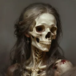 stunning southern goddess of skull portrait, blood, bones, skull, dirt, fantasy, intricate, elegant, highly detailed, digital painting, artstation, concept art, smooth, sharp focus, illustration, art by afshar petros and krenz cushart and artem demura