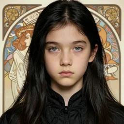 portrait of tall, tired 3 3 - year - old handsome man with long black hair, grey eyes, wearing black clothes, hyper realistic face, beautiful eyes, close up, fantasy art, in the style of greg rutkowski, intricate, alphonse mucha, hyper detailed, smooth