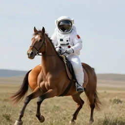 anthropomorphic horse riding in the horse in astronaut suit,