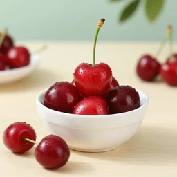 photo a few Maraschino cherries in the bowl in front of view on the table,