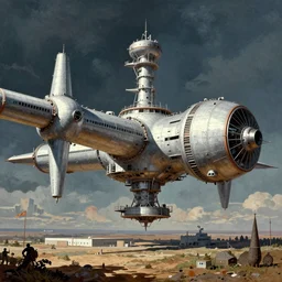 huge brutalistic soviet space station by le corbusier, by joe penton, virgil finlay